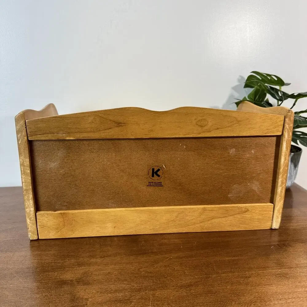 Vintage Kamenstein Wooden Bread Box Storage Bin with Floral Knob Cottagecore